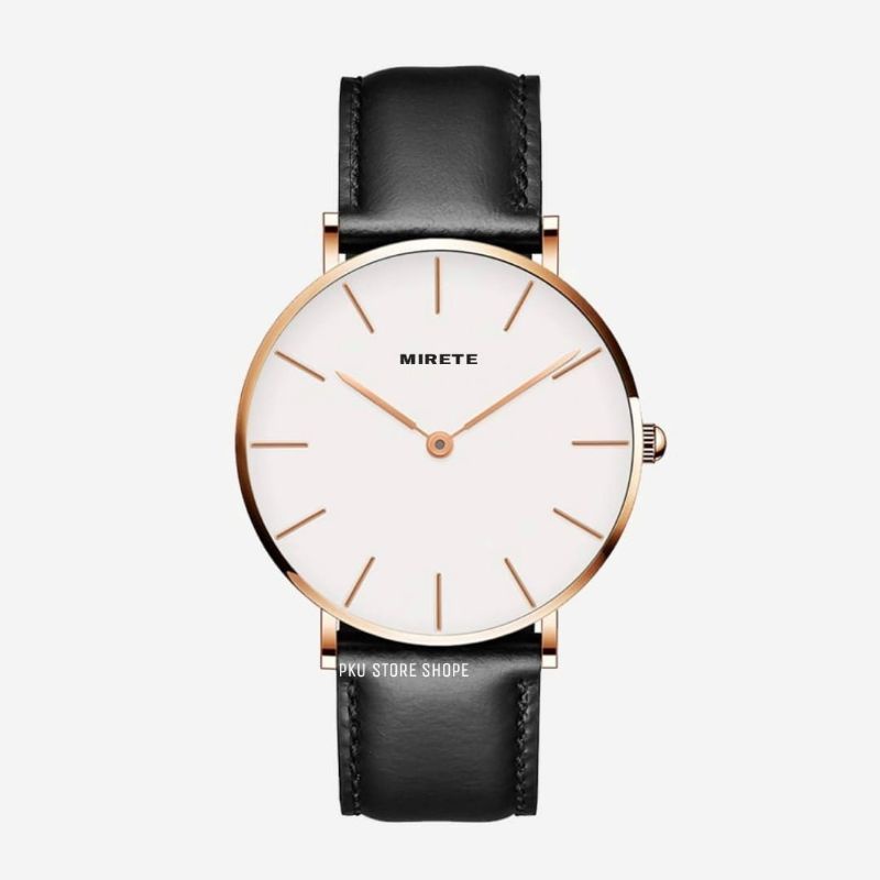 Jam Tangan Pria Kasual Strap Kulit Tahan Air | Jam Tangan Import Pria Analog Mewah Elegan Water Resistant Sesuai Foto Garansi Original Free Batrai