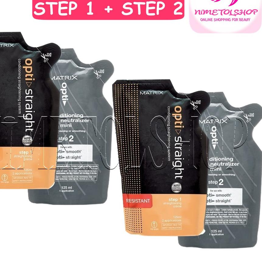 New | KSH|❤️ NIMETOLSHOP ❤️ MATRIX Optistraight / Opti Straight 125ml X2 STEP Obat Pelurus Rambut / 