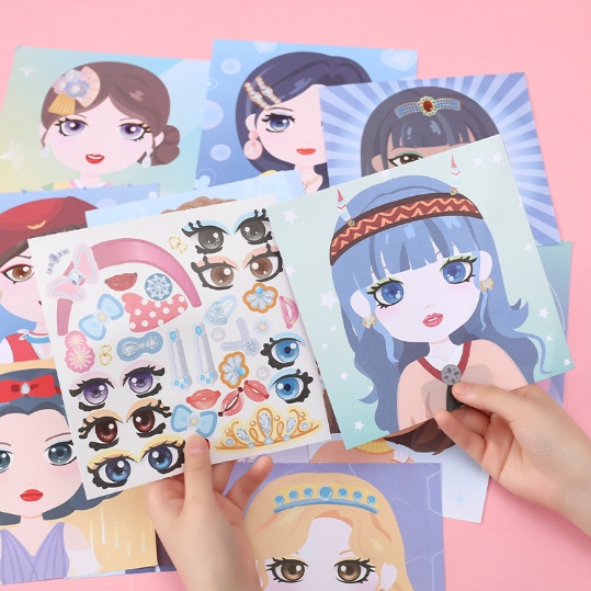 [ORGM] Mainan Edukasi Permainan Anak Sticker Make Up Dekorasi DIY Princess 1 Buku 12 Motif