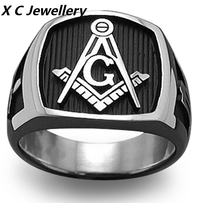 [X C Perhiasan] Hip Hop Rock Retro Pria Fashion Cincin Masonic Pesta Perhiasan Aksesoris