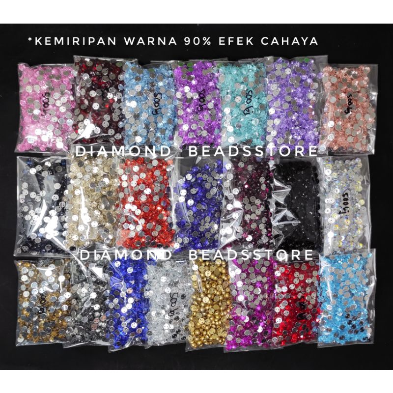 Grosir 500biji payet kristal jahit bulat 6mm