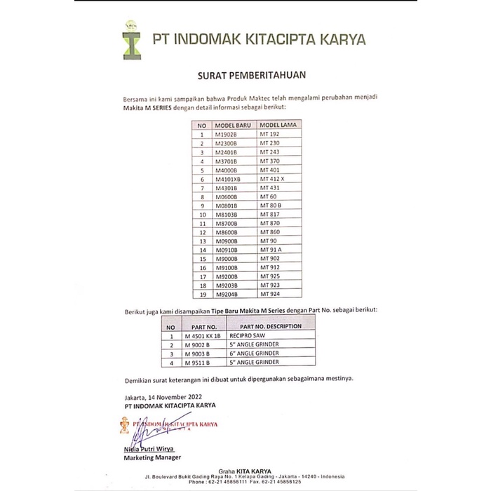 Mesin Serut Ketam Planner Maktec Mt192 Mt 192 #Original