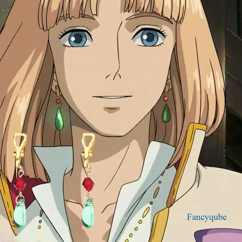 Anting Anime Howl's Moving Castle Cosplay Earring Green Drop Untuk Hadiah Wanita