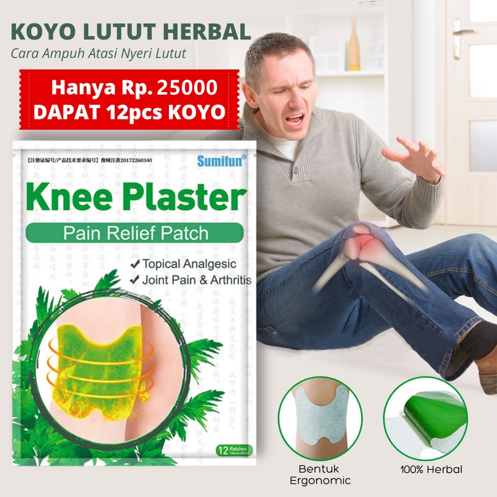 【12PCS/KANTONG】Koyo Lutut Herbal Original / Koyo Lutut Nyeri Sendi / Knee Patch Koyo Lutut / Sumifun Knee Plaster Sendi Lutut