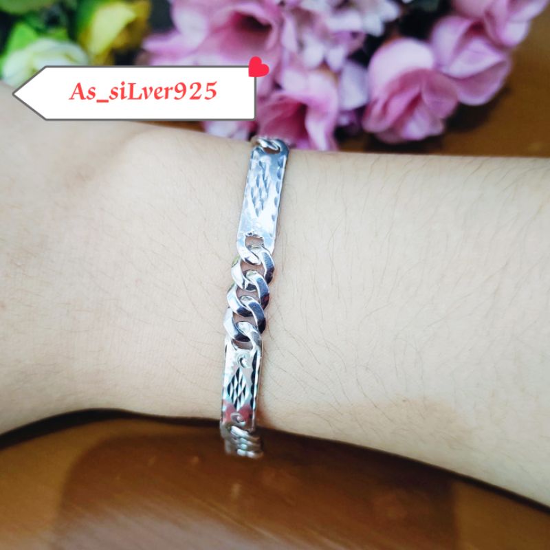 GELANG PERAK SISIK NAGA UKIR 4BALOK ASLI SILVER 925 LAPIS MAS PUTIH - GT PRIA WANITA