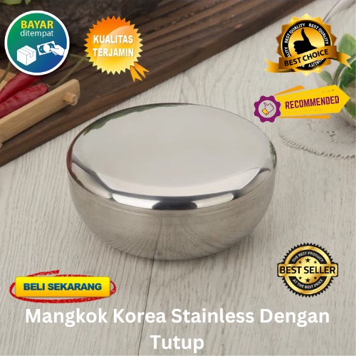 [BISA COD] PROMO Mangkok Stainless Tebal Dengan Tutup Mangkok Korea Mangkok Nasi Mangkok Sup Mangkok Makan Murah Terjangkau