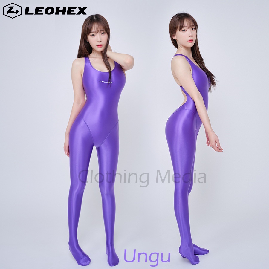 LEOHEX Bodysuit Silky Tanpa Lengan Jumpsuit Sleeveless Glossy Premium Halus