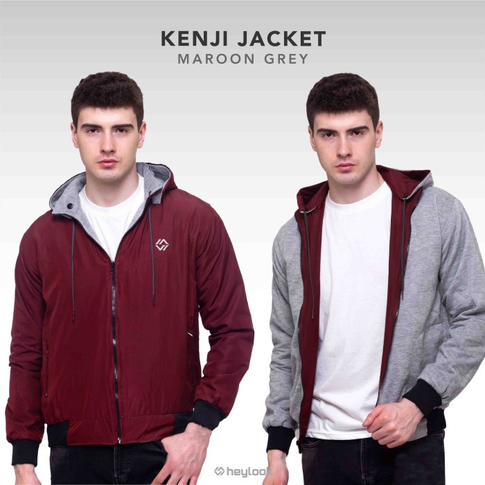 jaket pria JAKET BOMBER BIG SIZE XL XXL PRIA JAKET PARKA PRIA WATERPROOF REBEL - MARON GREY, L(K2K5)