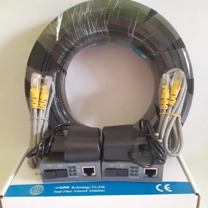 Paket kabel fiber optik precon 125 meter dan sepasang netlink htb 3100