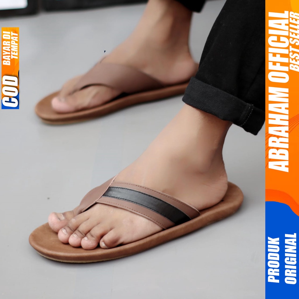 Sandal Kulit Pria Sendal Jepit Pria Original Abraham KIAN