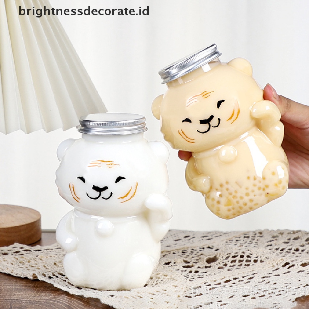 [Birth] Jus Plastik Botol Minuman Berbentuk Harimau Transparan Kartun Jus Susu Minuman Dingin Milk Tea Drink Bottle Water Milk Cup [ID]