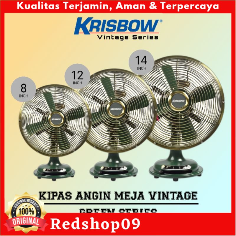 KIPAS ANGIN MEJA VINTAGE GREEN SERIES KRISBOW