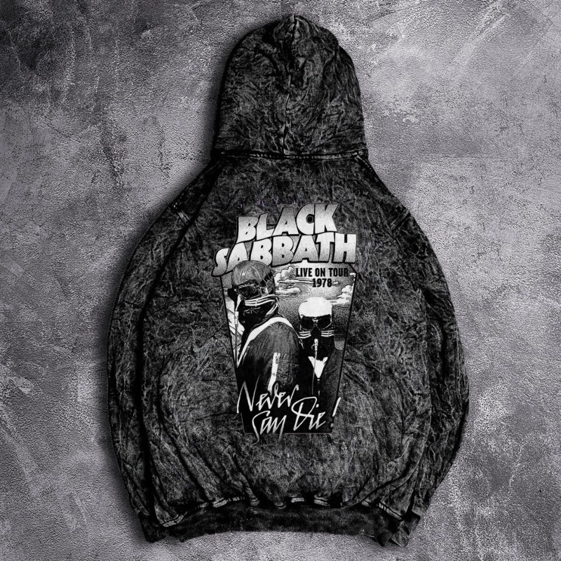 Hoodie Pria Sandwash Terbaru Black Sabbath Comic Washed Grey Keren Kekinian