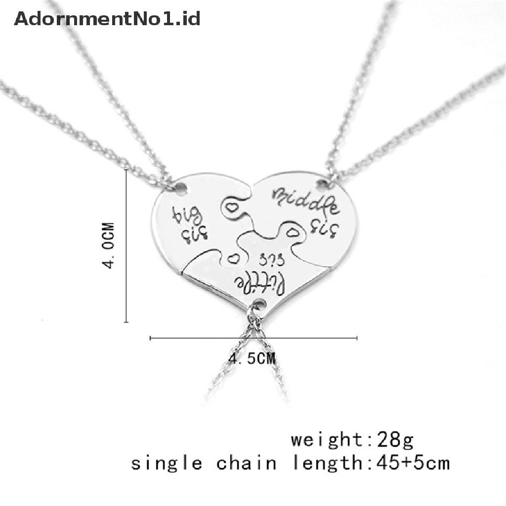 [AdornmentNo1] Trendy Kalung Patah Hati Liontin Puzzle Little Middle Big Sister Famly Chain [ID]