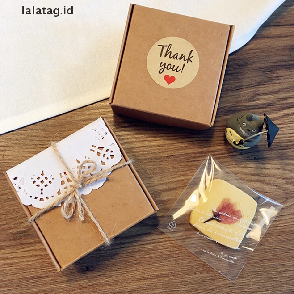 [lalatag] 60pcs Kertas Kraft Love Hati &quot;Thank You&quot; Stiker Hias Baking Sealing Pasta [ID]