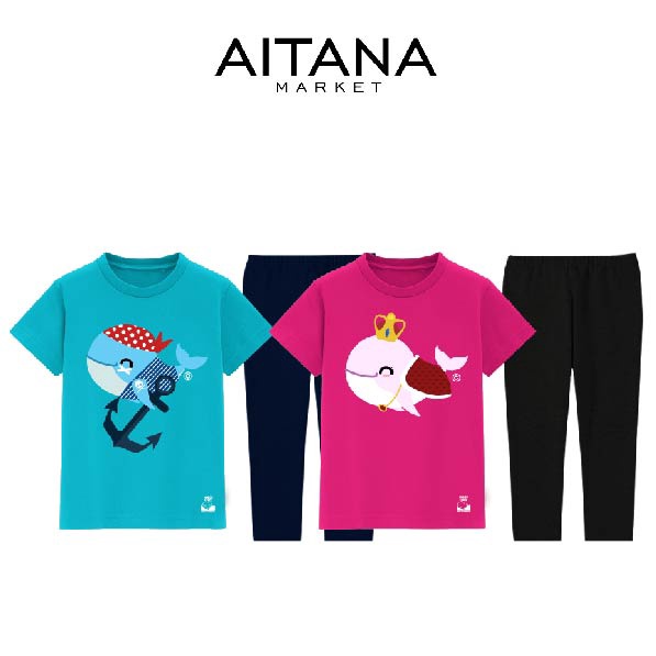 Piyama Pendek Anak Seri Whale Anchor Usia 2 Sampai 8 Tahun Bahan katun Combed Premium 30s