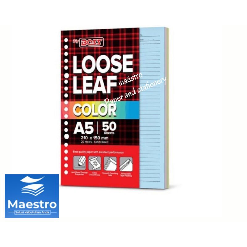 

BigBoss Loose Leaf A5 Warna Rainbow 100 Lembar Kertas Binder