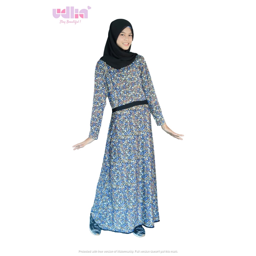 Udlia Gamis Jersey Motif Kombinasi