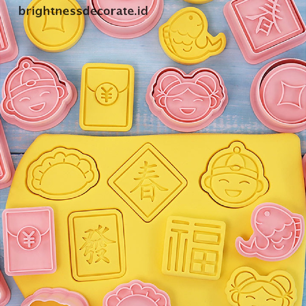 [Birth]8/10Pcs 2023tahun Baru Cina Kartun Biskuit Cetakan Cookie Cutter Baking Mold [ID]