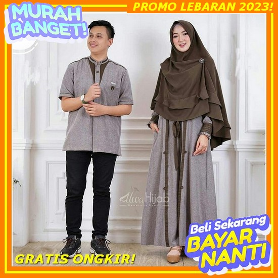 Gamis Couple Keluarga Nibras Terbaru 2023 Baju Sarimbit Cople Keluarga Pasangan Muslim Lebaran Dress