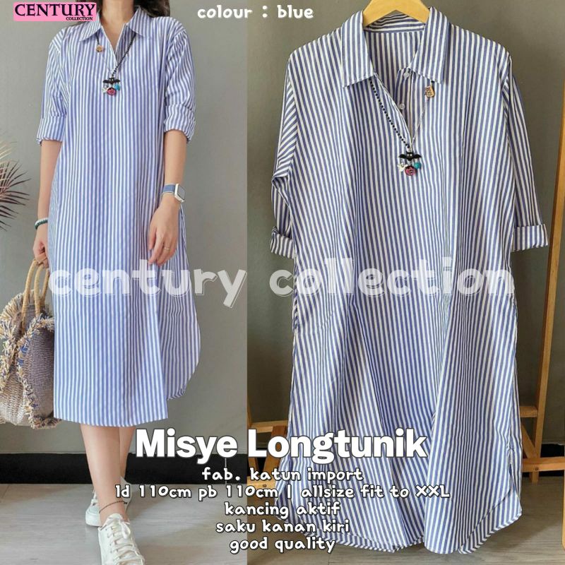 Misye Long Tunik Motif Garis Busui Premium