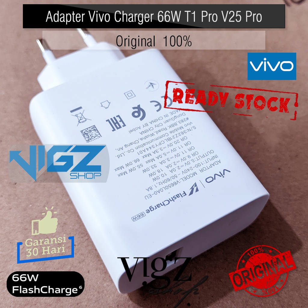 Wall Charger Adapter Vivo Charger 66W T1 Pro V25 Pro Original 100%