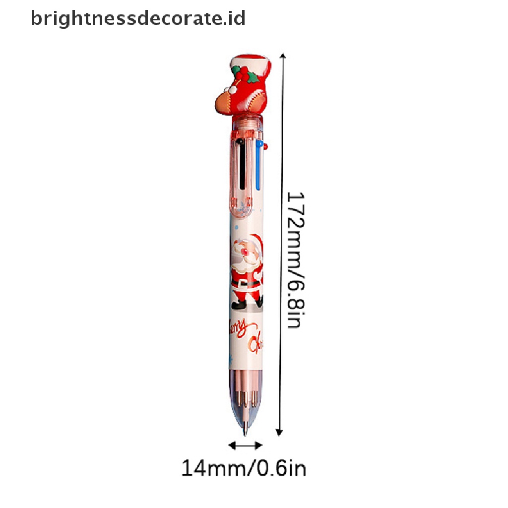 [Birth] Random New Gel Pulpen Kartun Santa Claus 6-warna Press Kreatif Bolpoin [ID]