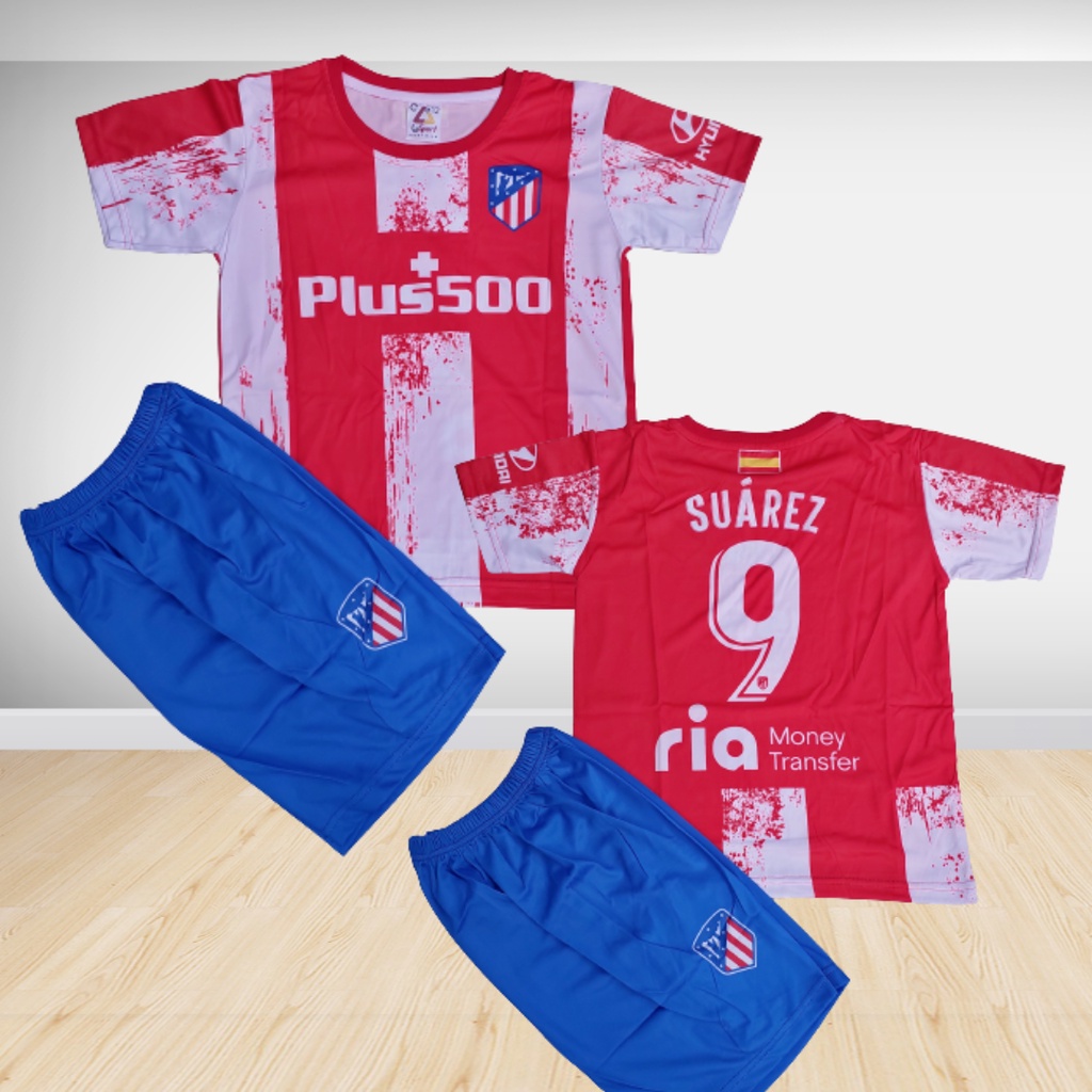 setelan baju bola anak atletico madrid usia 5-12thn