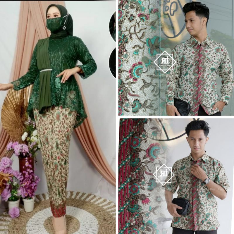 OM-Couple Kebaya Selendang Modern/Couple Kebaya Kemeja Batik/Kebaya Couple Suami Istri