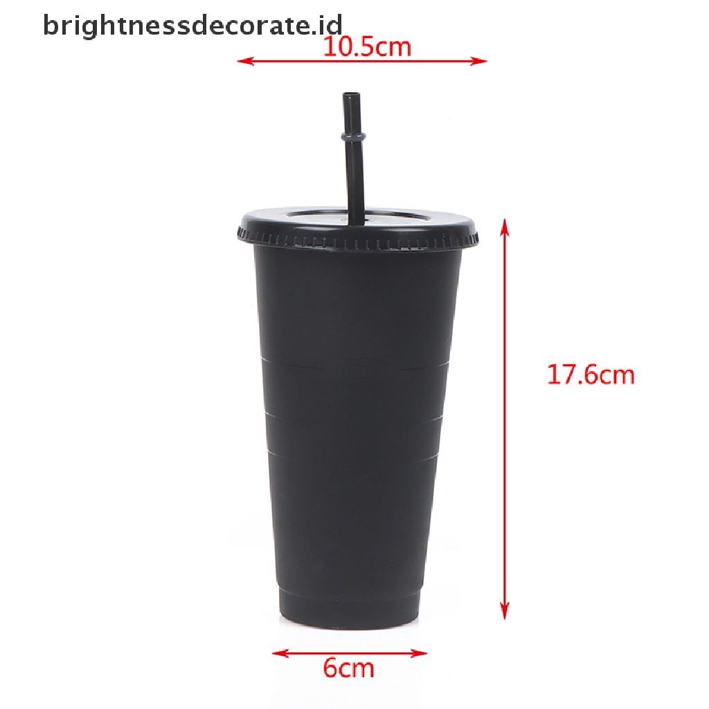 [Birth] Mug Sedotan Berubah Warna Minuman Dengan Tutup Tumbler Plastik Matte coffe bottle Cup [ID]