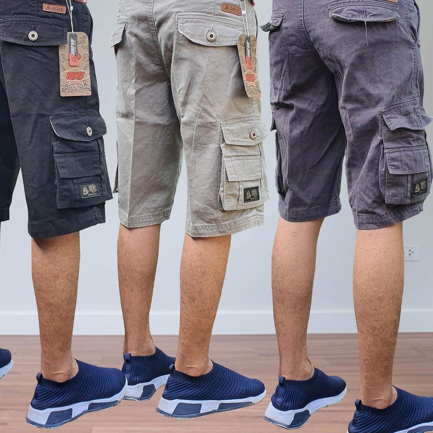 COD | KG7|Celana Cargo Pendek Pria Kimpul Cowok Dewasa Distro Casual Hitam Abu Mocca Cream Merk Dove