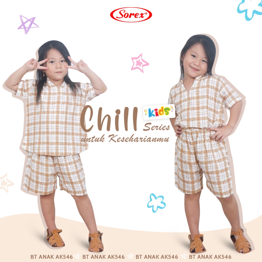 Sorex Kids Baju Tidur Anak perempuan 1 Set Atasan + Celana Pendek Chill Series Piyama Freesize Ak 54