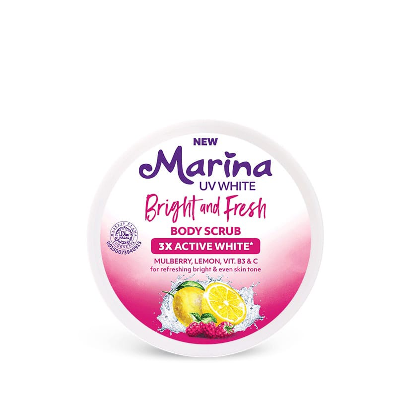 Marina UV White Healthy &amp; Glow Body Scrub - Marina UV White Bright &amp; Fresh Body Scrub 200ml Kosmetik Arjuna