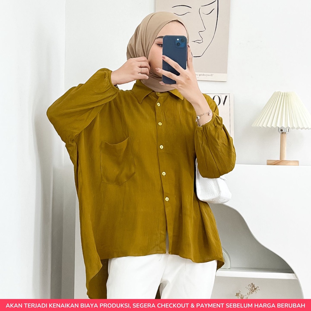 VIERA BLOUSE ATASAN WANITA OVERSIZE LENGAN BALON PANJANG KATUN RAYON CRINCLE AIRFLOW VISCOSE PREMIUM