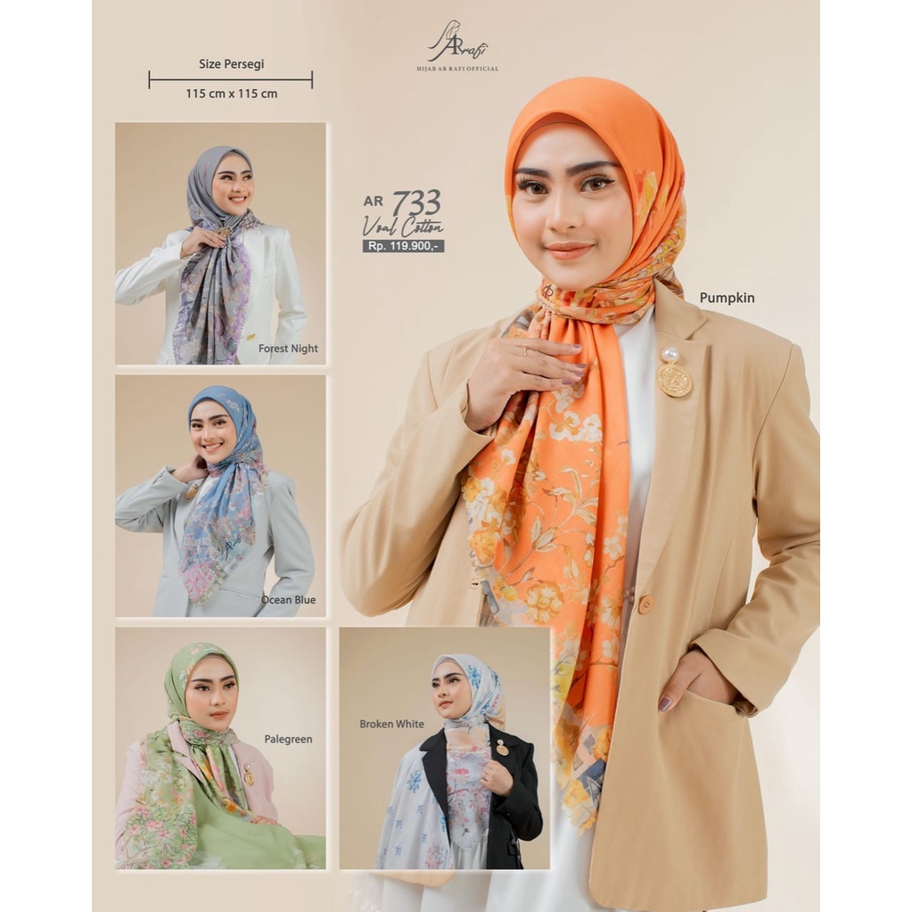 Jilbab Segi Empat Arrafi Ar 733 Scarf Terbaru Hijab Square Motif Premium