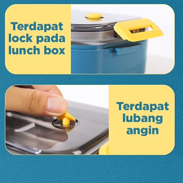 TEMPAT MAKAN ANAK LUNCH BOX SET SINGLE LAYER KOTAK BEKAL MAKAN 800ML BENTO BOX TEMPAT MAKAN ANTI TUMPAH