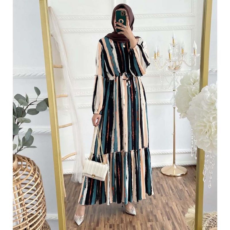 Abstrak maxy dress // Gamis salur abstrak dress