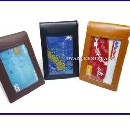 

Best! iD card holder kulit asli,name tag kulit asli double magnet