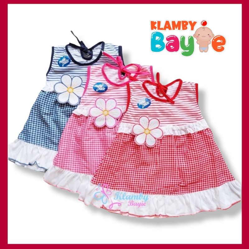 PLANET KIDZ Dress Rok Bayi 0 - 6 Bulan Motif Kotak Garis / Baju Bayi Perempuan Murah Bagus Lucu