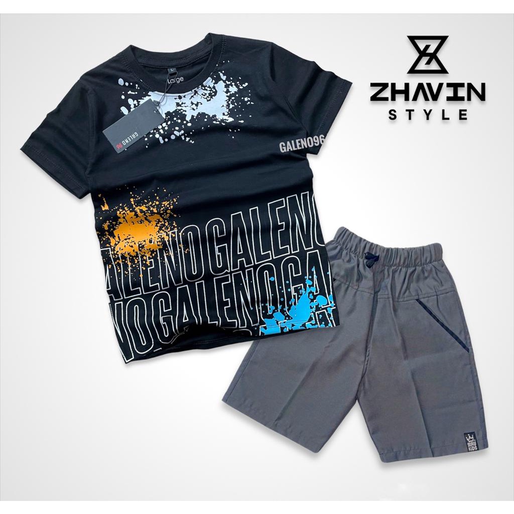 Zhavin setelan kaos anak lak-laki usia 1-12 tahun bahan katun combed 30s