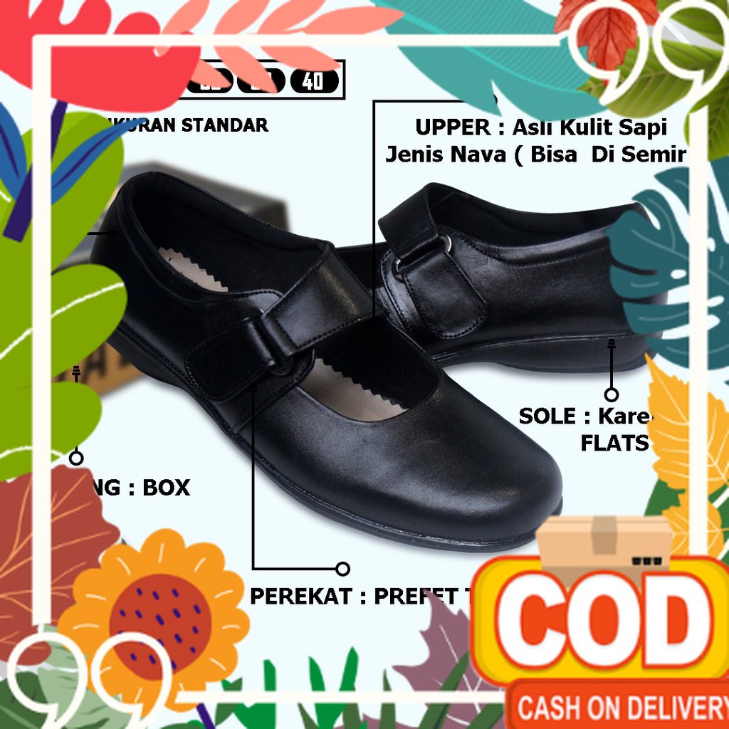 Model Anak Muda / STALLANK || Sepatu Pantofel Paskibra Wanita Flats Asli Kulit