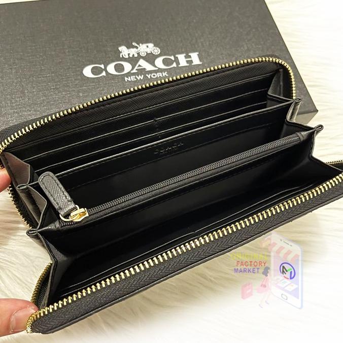 DOMPET C0ACH WALLET Accordion Zip in Quilted Leather ORIGINAL 53637