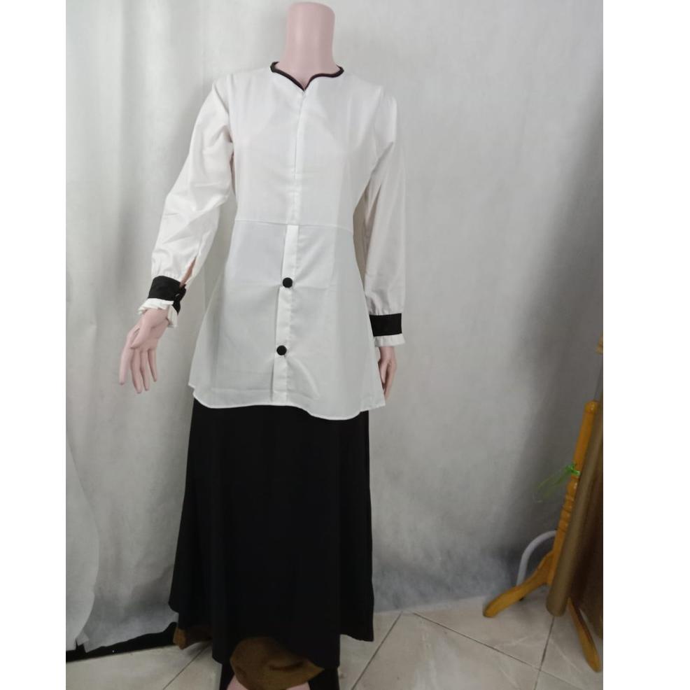 [Miliki Segera] Baju Gamis PNS Hitam Putih Wanita Seragam Kerja Kantor PEMDA ASN Guru PDH PDL ASN  P
