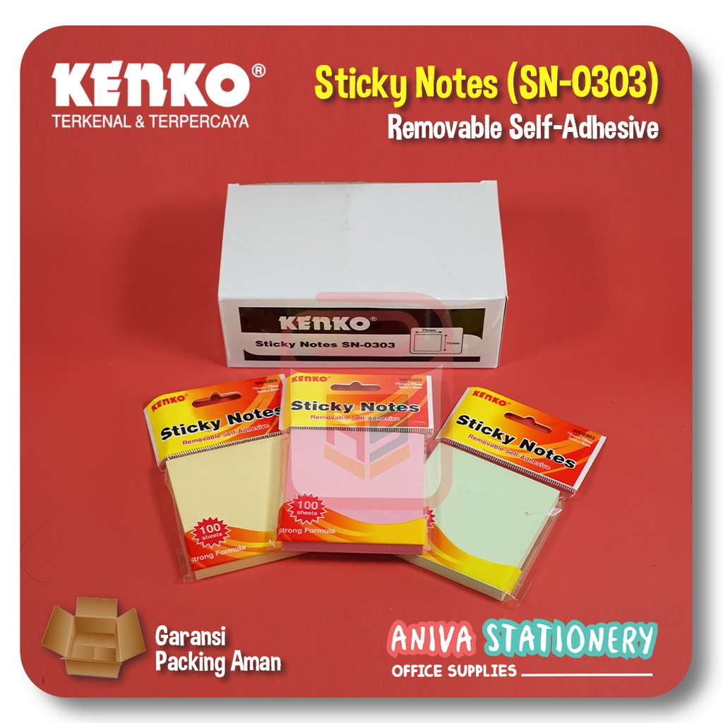 

KENKO STICKY NOTES SN-0303 RIMENDER BUKU DIARY MEMO KERTAS TEMPEL WARNA PASTEL PENANDA DAN PEMBATAS CATATAN STATIONERY