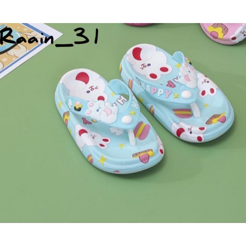 Sandal anak terbaru Sandal import bekro Sendal karet pcu trendy empuk nyaman Selop wanita motif Cute happy