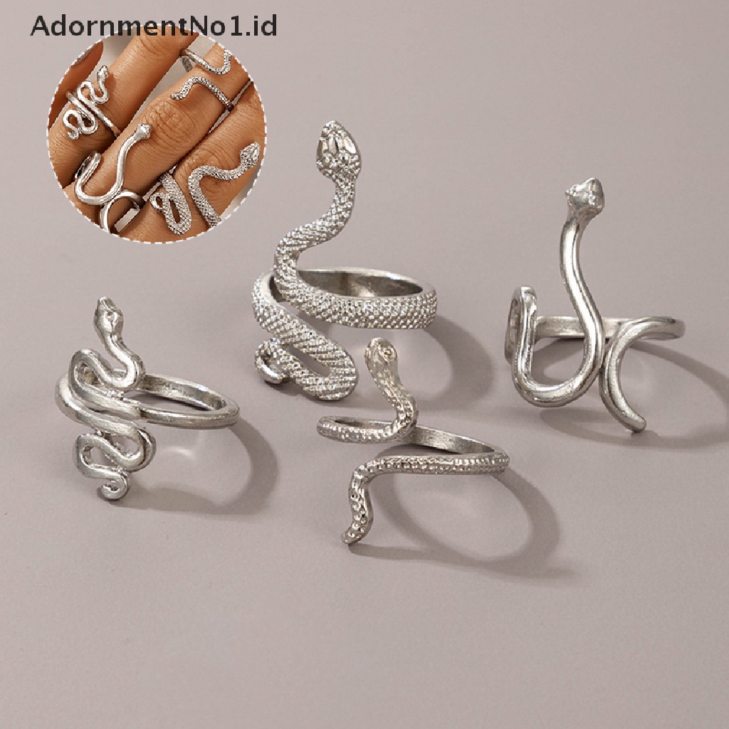 [AdornmentNo1] 4pcs Set Cincin Ular Untuk Wanita Anillo Bagues Perhiasan Gadis Remaja Accesories Hadiah [ID]