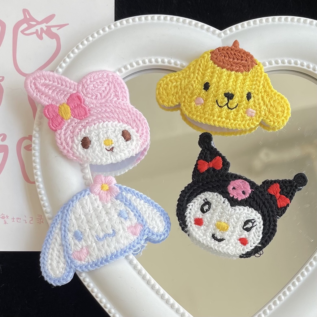 SANRIO JEPIT RAMBUT/ JEPIT PONI ANAK   DEWASA RAJUT/ CINNAMOROLL/ KUROMI/ MELODY / POPMPOM BAHAN RAJUT PREMIUM