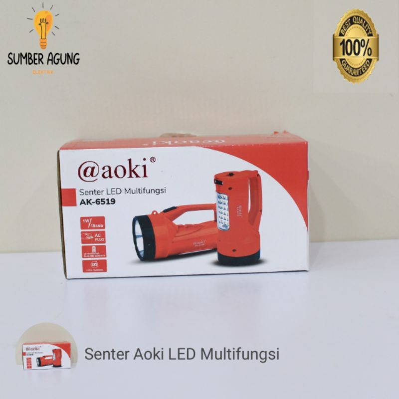 AOKI Senter Tangan LED Super terang  Ak6519 / Senter terang aoki