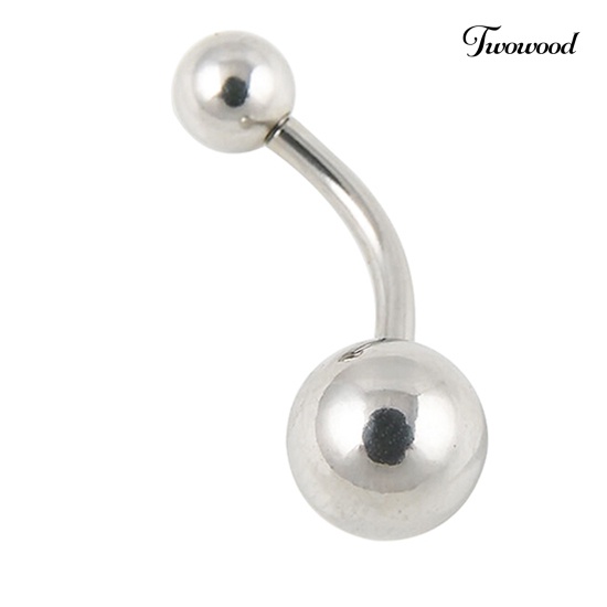 Twowood Surgical Stainless Steel Bola Barbel Cincin Pusar Perut Kancing Tindik Tubuh