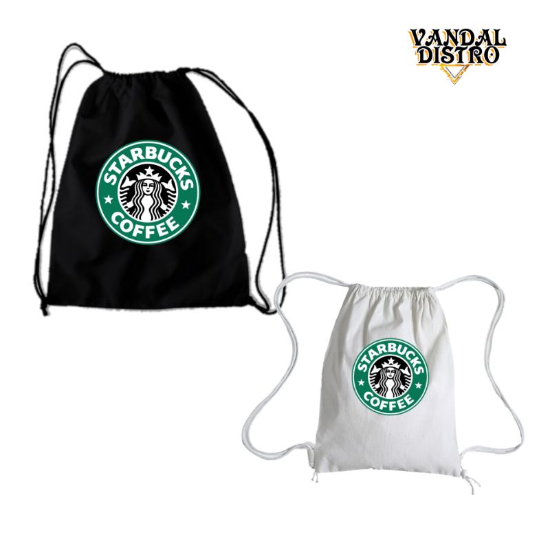 TAS SERUT GENDONG STARBUCK /TAS SERUT PRIA WANITA KANVAS /STRINGBAG WANITA /STRING BAG TERMURAH